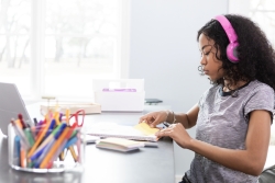 teen girl doing homework