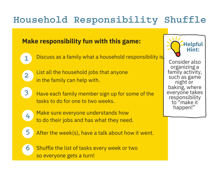 household responsibility shuffle game rules