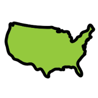 green cartoon map of America