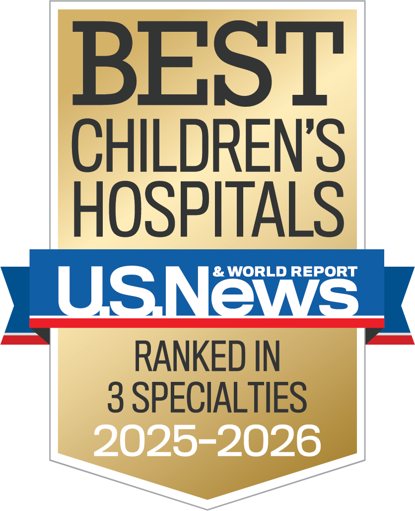 U.S. News & World Report Best Children’s Hospitals 2025-2026 ranked in 3 specialties badge