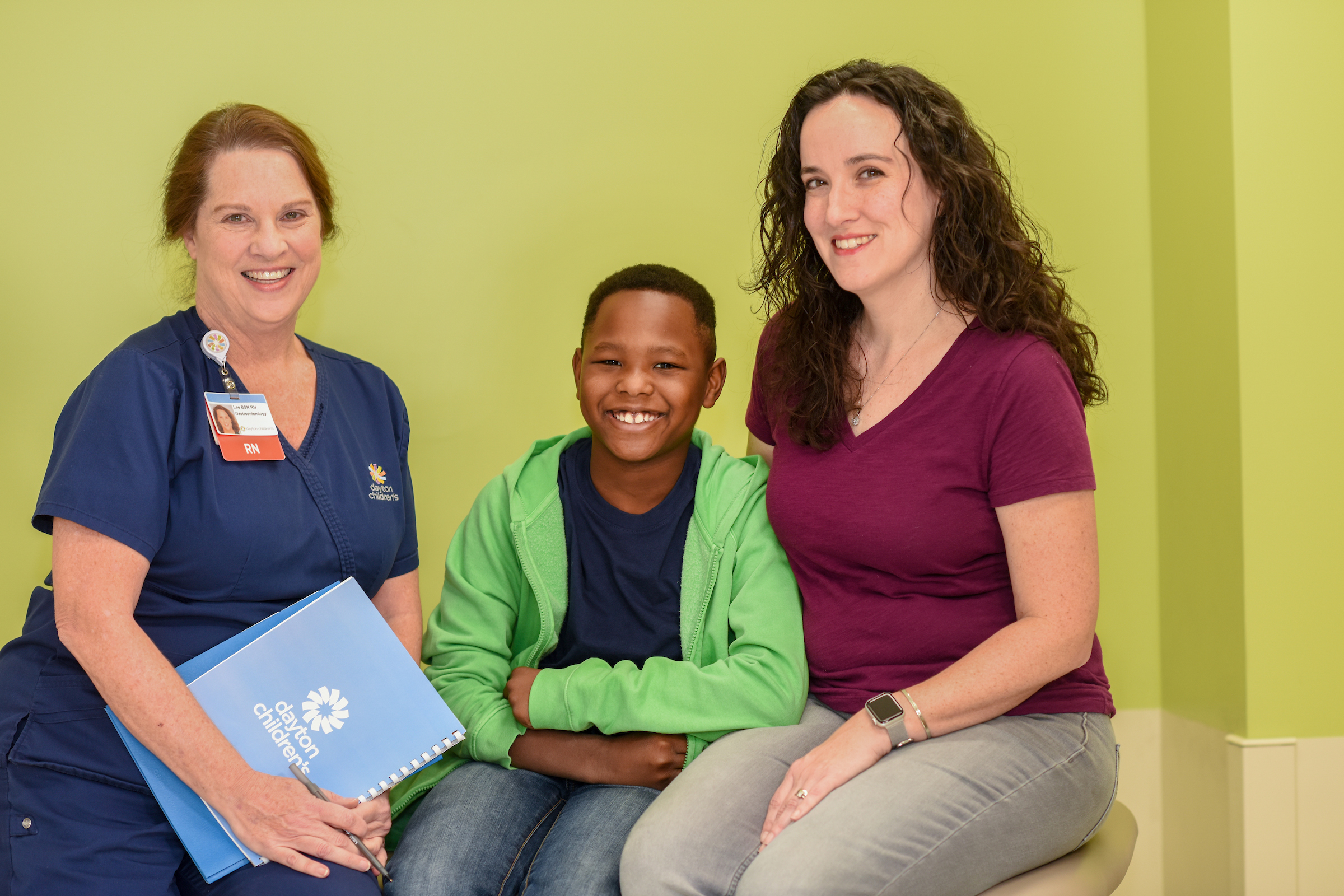 A toddler happy to be seen at Daytona Children's