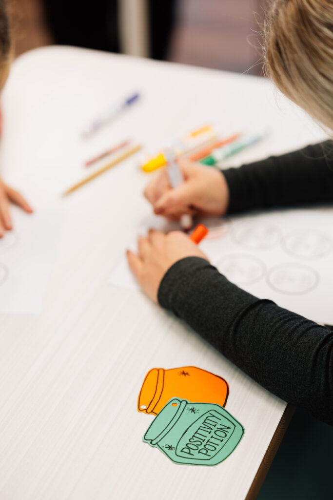 A psychiatry patient participate in a hands on coloring exercise.