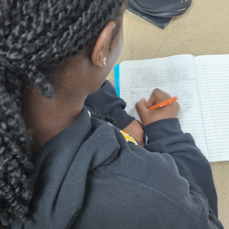 student writes an essay about mental health