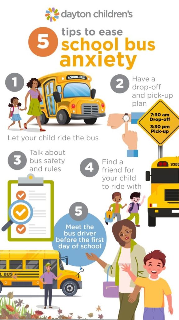 School Bus anxiety infographic from Dayton Children's