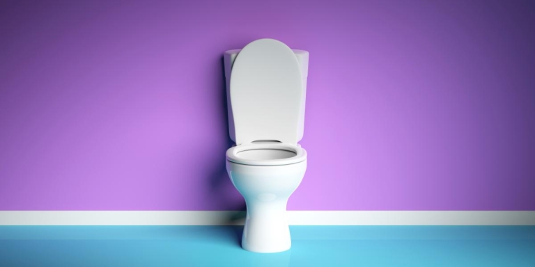 toilet on purple background